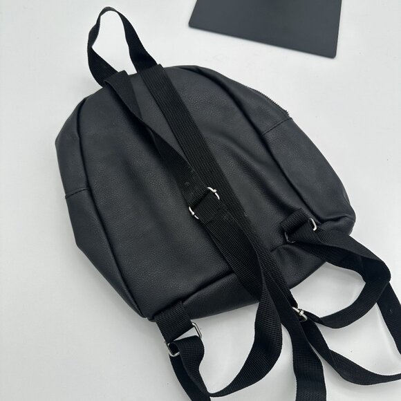 Mini Black Backpack With Zippered Pockets & Adjustable Straps - Picture 5 of 5
